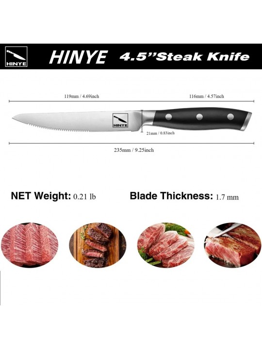 Hinye-Stahl Tri-ply 4 Piece Steak Knives Set